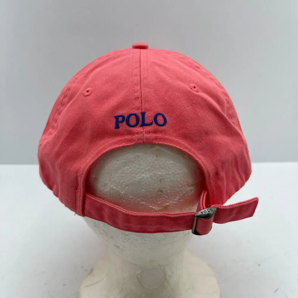VTG 90s POLO Ralph Lauren Red Dad Hat Strapback Blue Pony Logo Baseball Cap